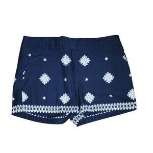 Ann Taylor Loft‎ Outlet Shorts Womens Size 8 Blue White Embroidered with Pockets